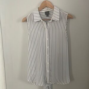 Worthington White Striped Sleeveless Button Down Shirt Sz Medium